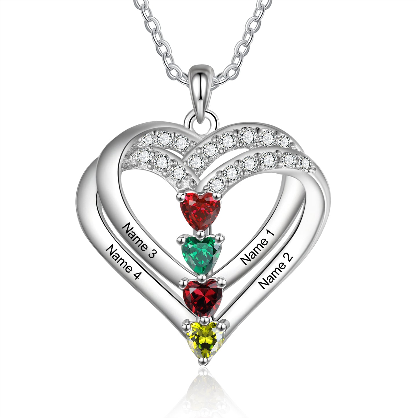 Family Heart Birthstone Necklace