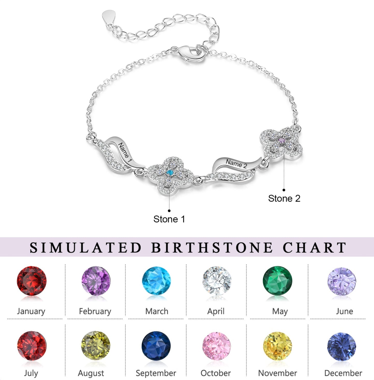 Clover Birthstone Bracelet