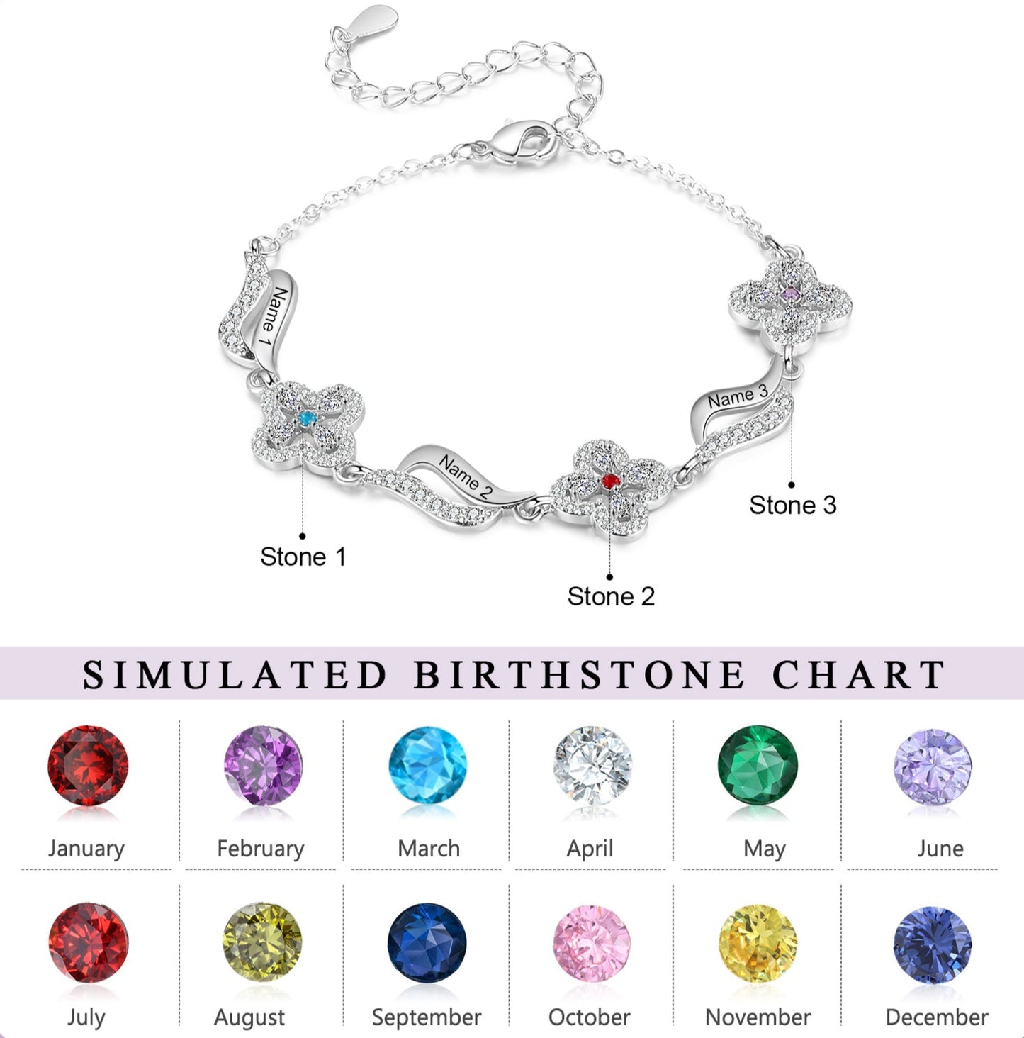 Clover Birthstone Bracelet