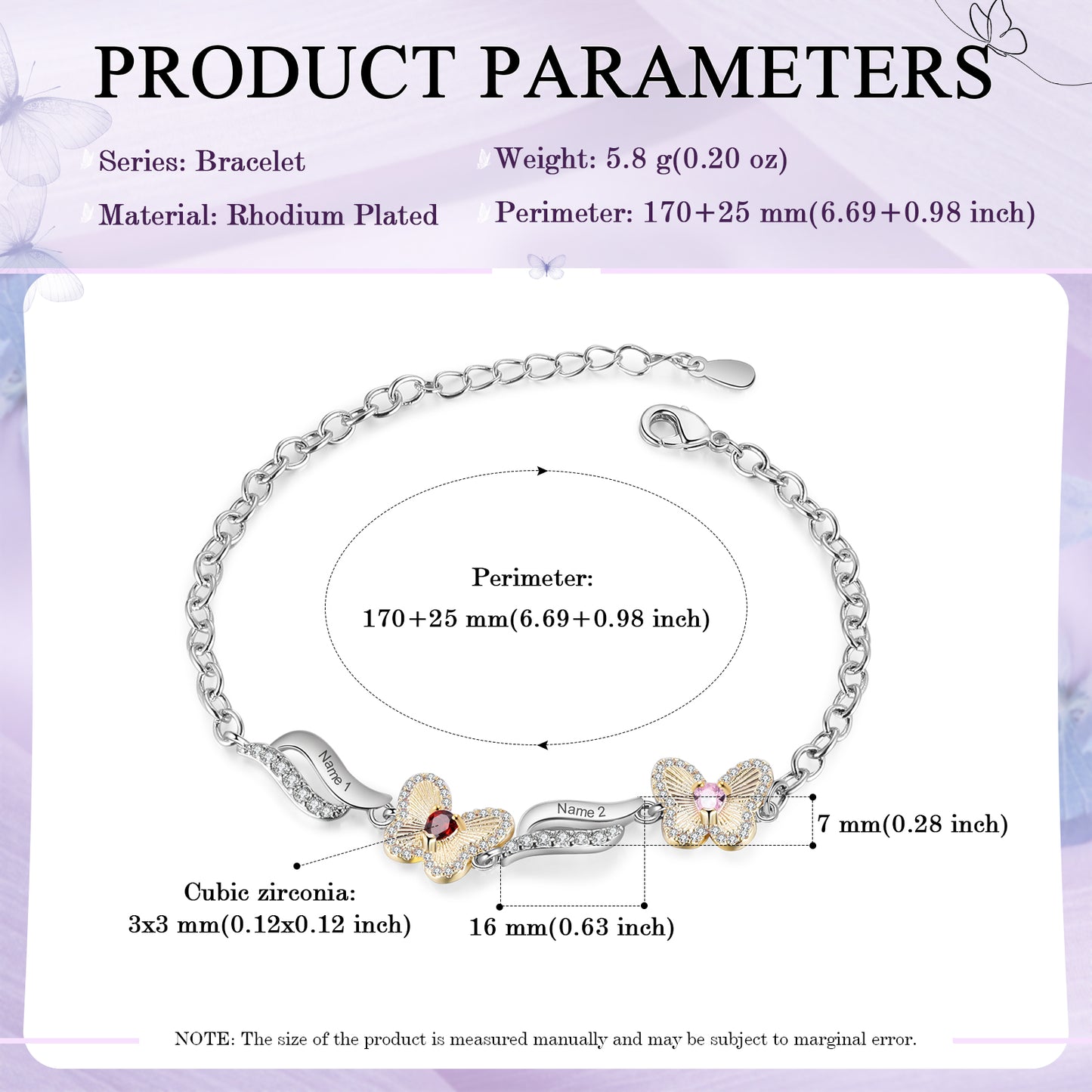 Butterfly Birthstone Bracelet