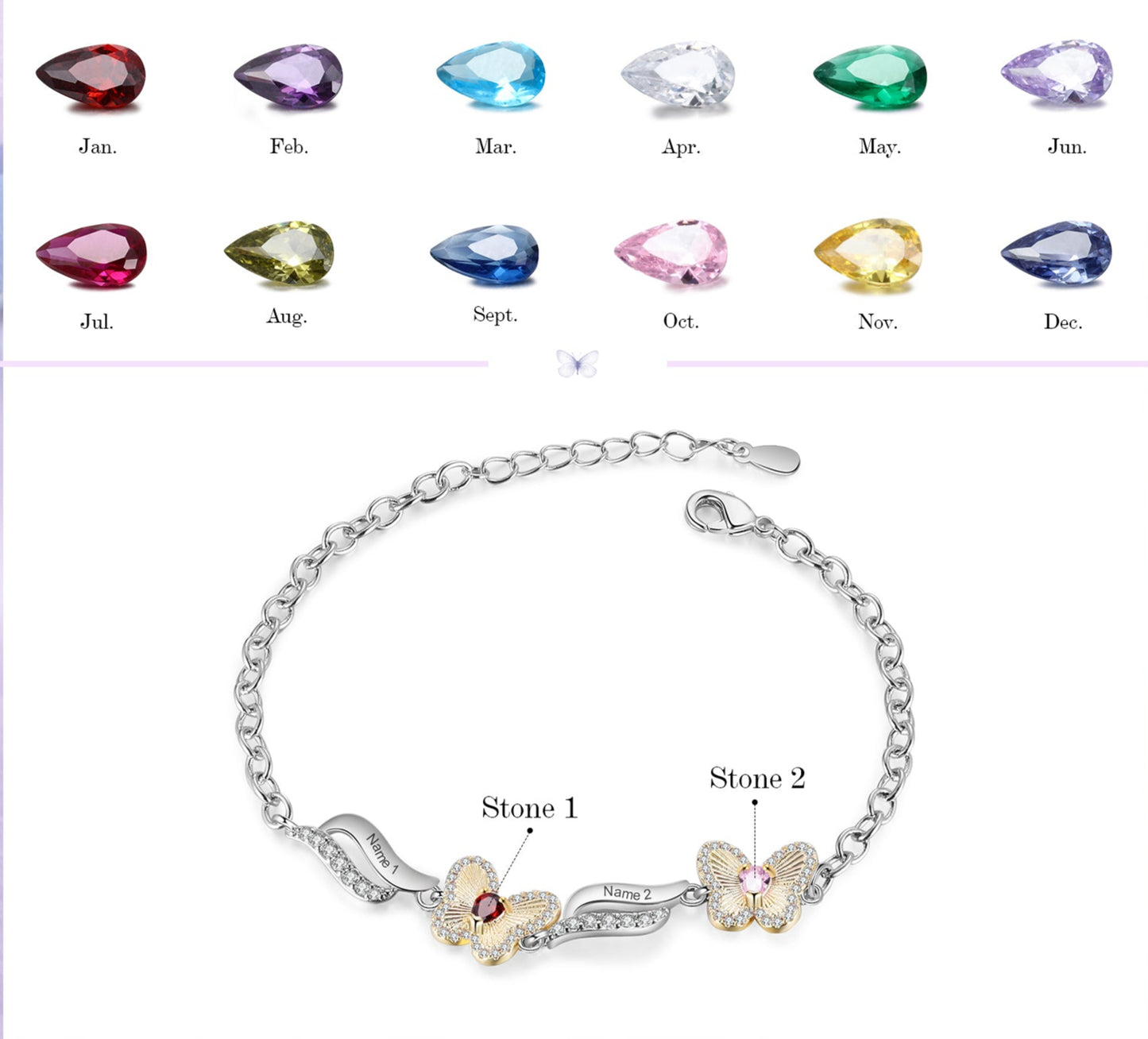 Butterfly Birthstone Bracelet
