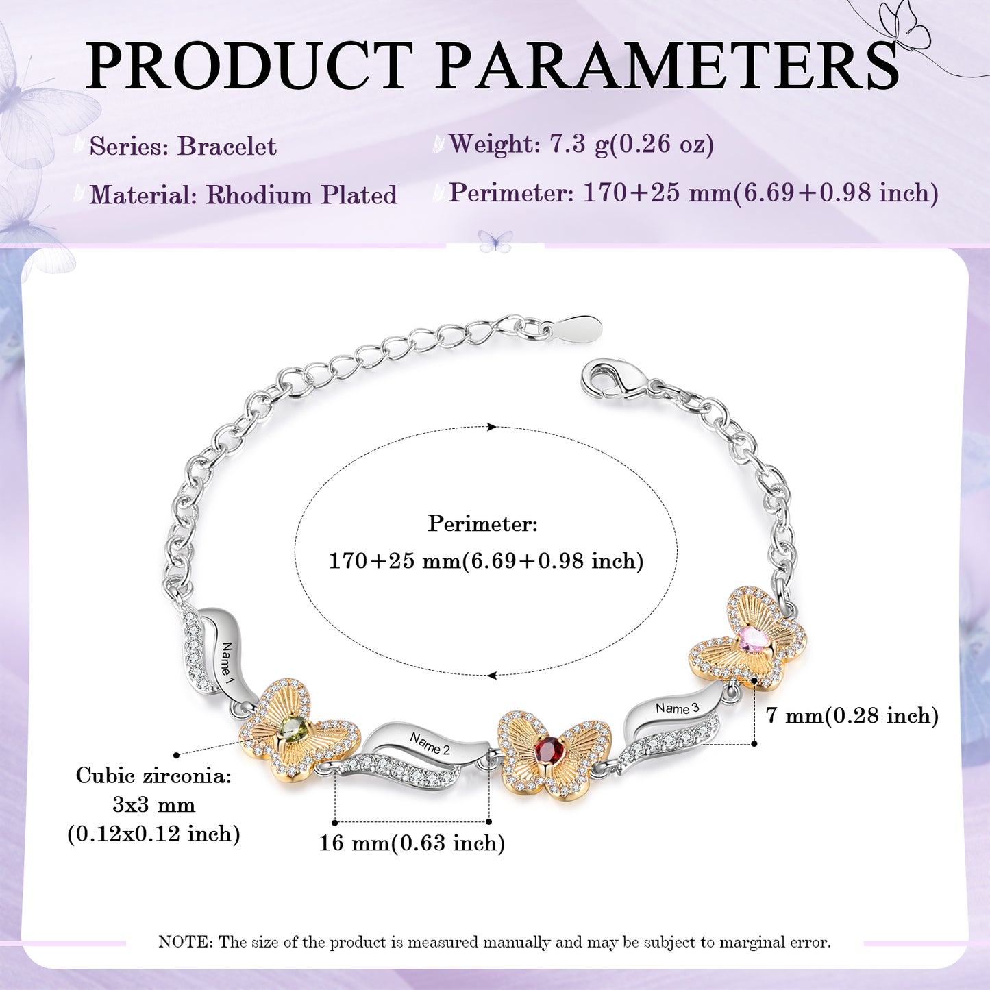 Butterfly Birthstone Bracelet