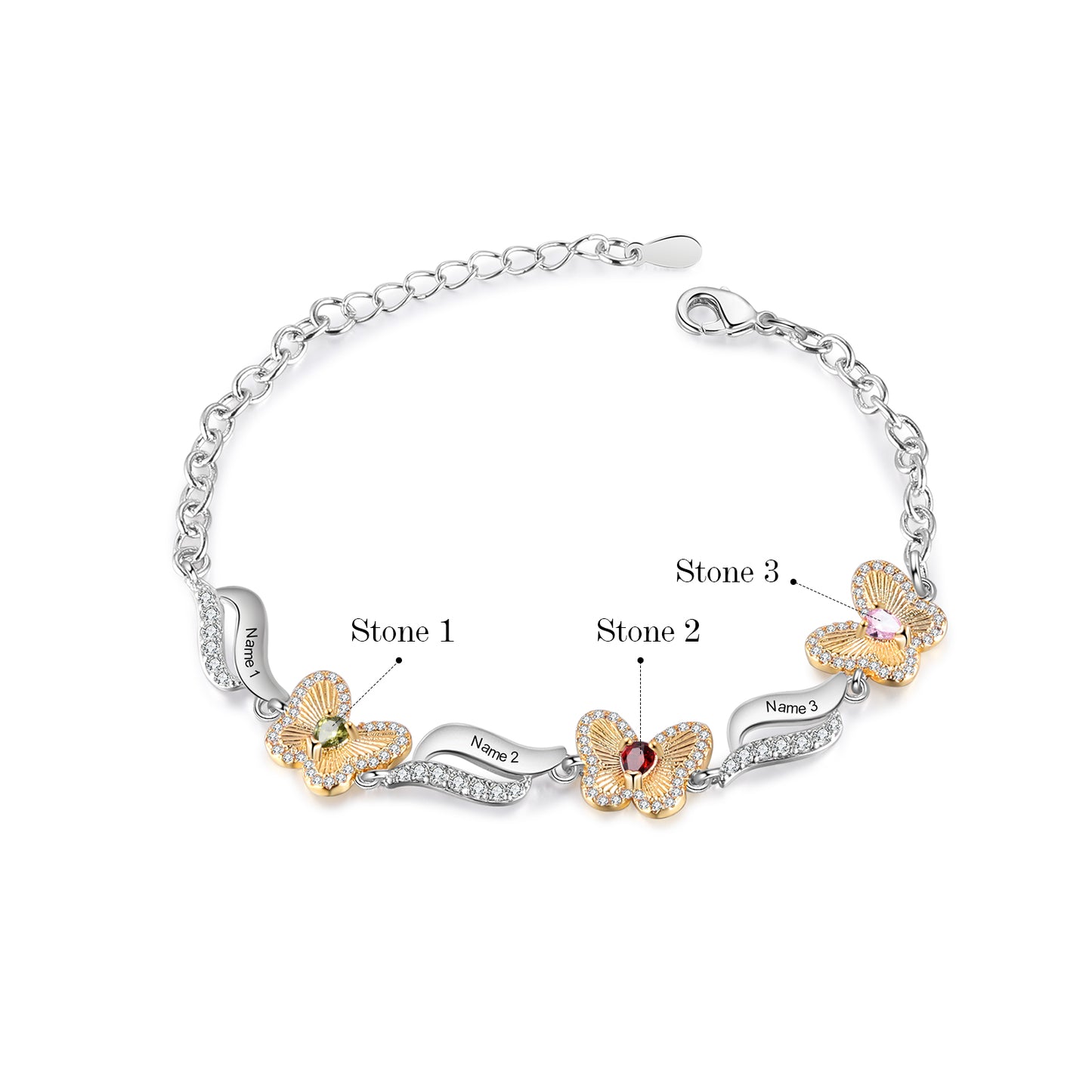 Butterfly Birthstone Bracelet