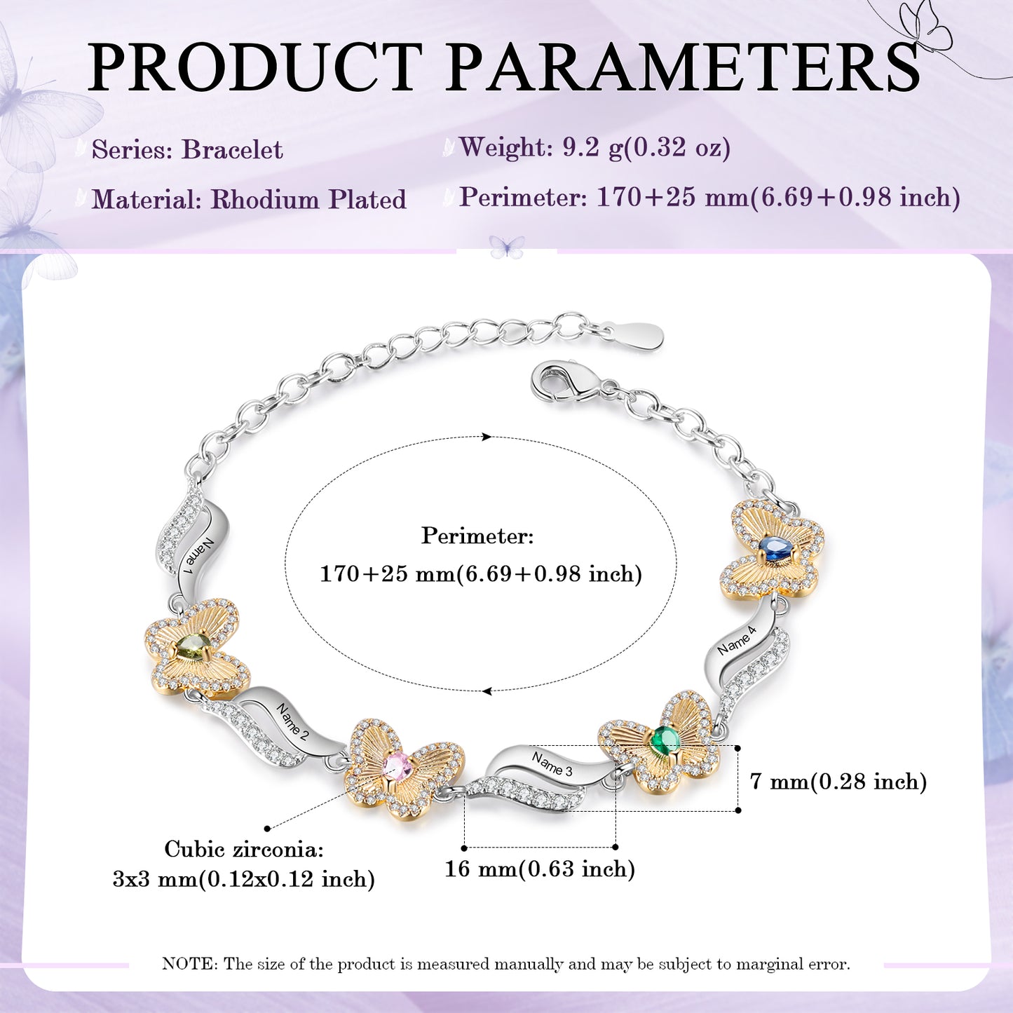 Butterfly Birthstone Bracelet
