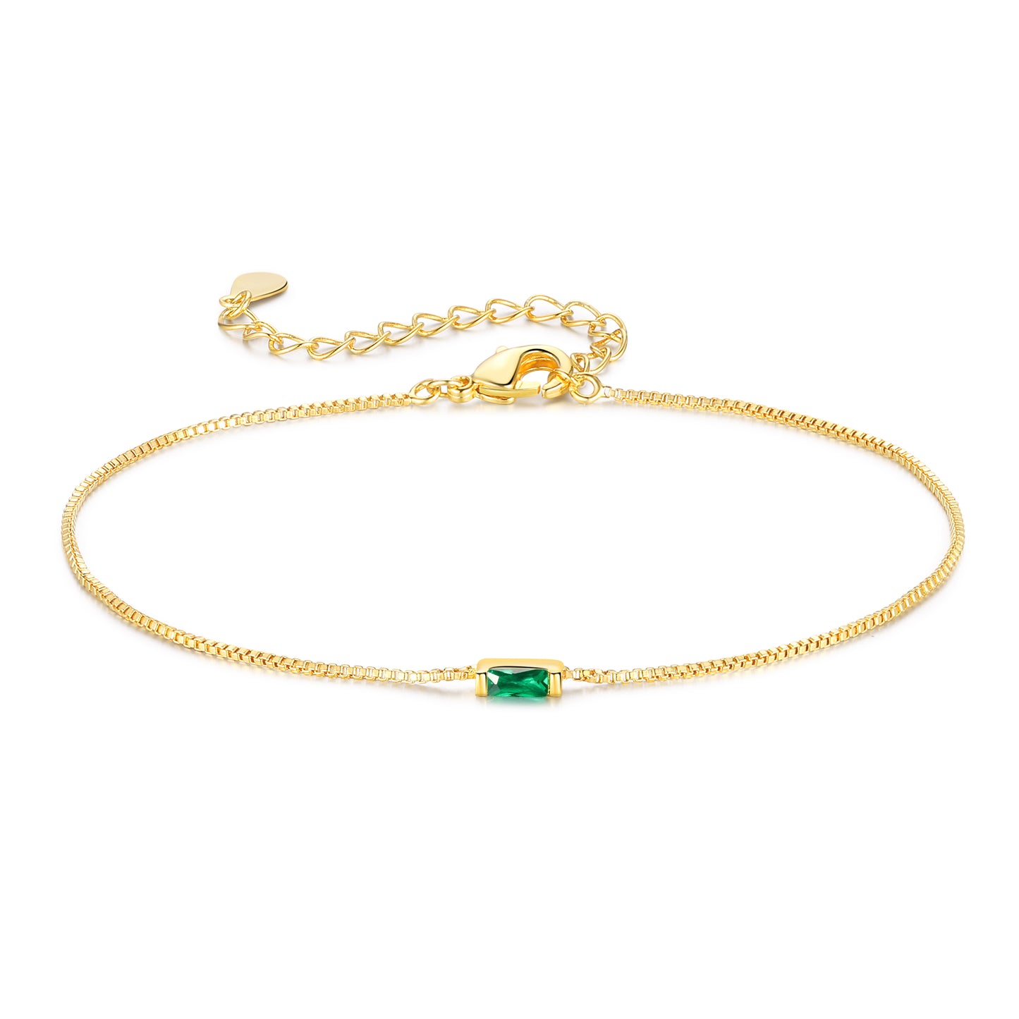 Gold Baguette Birthstone Bracelet