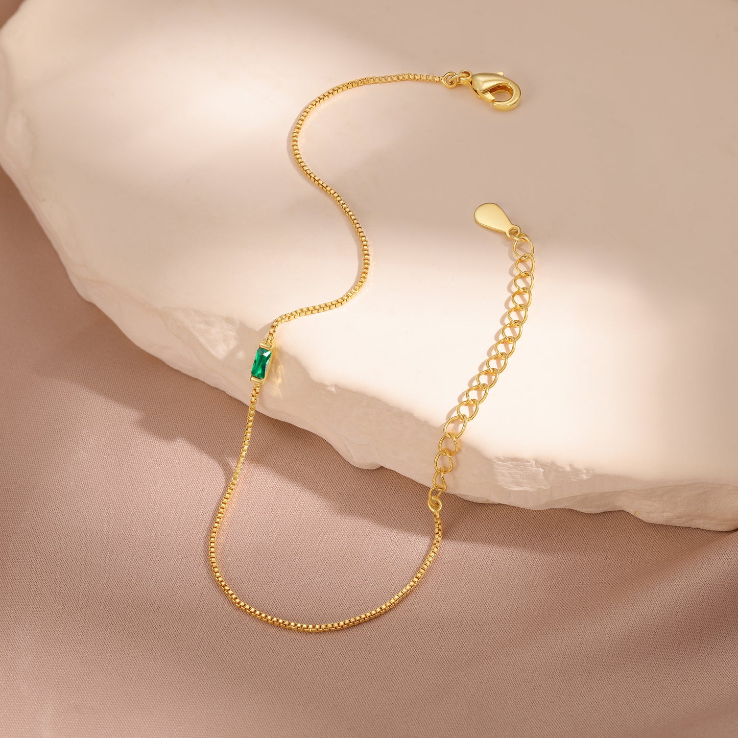 Gold Baguette Birthstone Bracelet