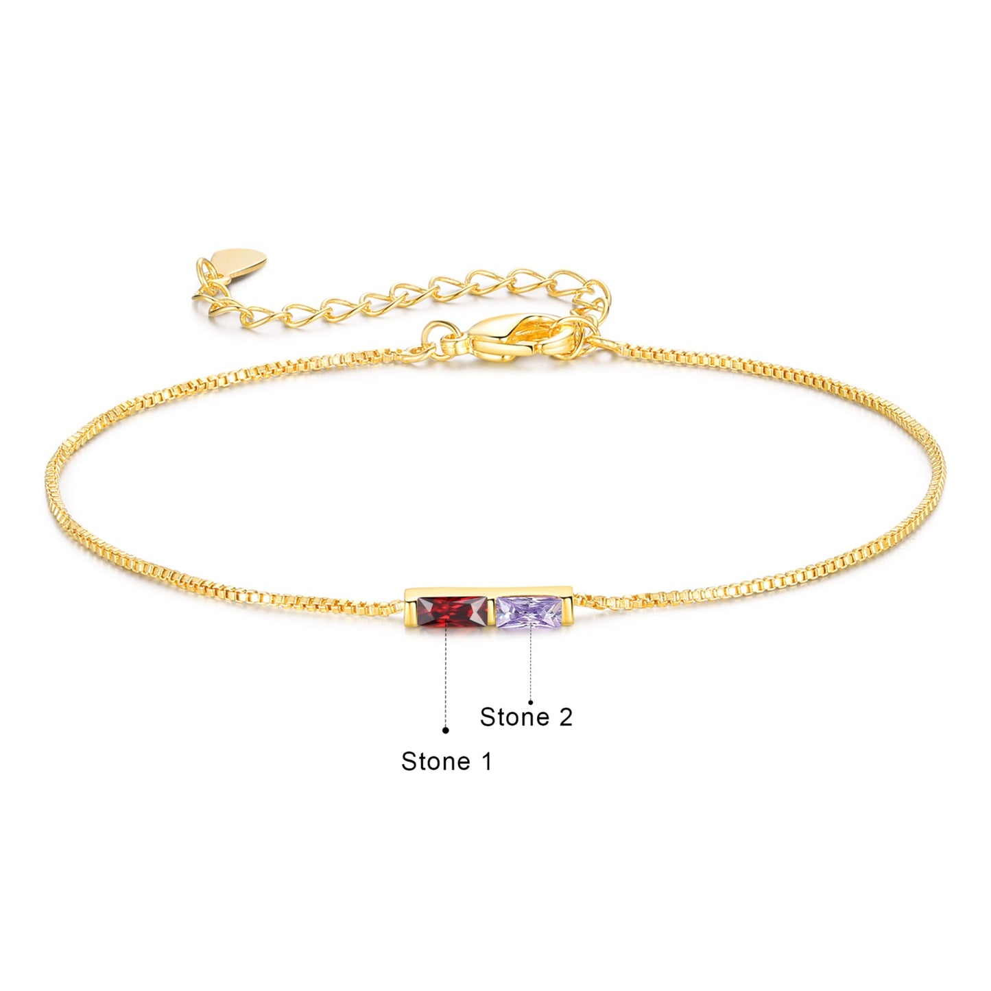 Gold Baguette Birthstone Bracelet
