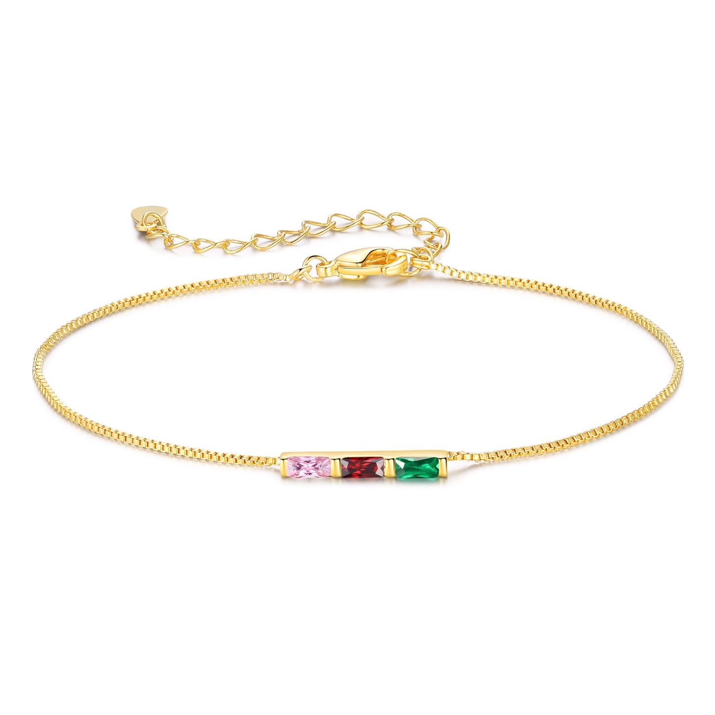 Gold Baguette Birthstone Bracelet