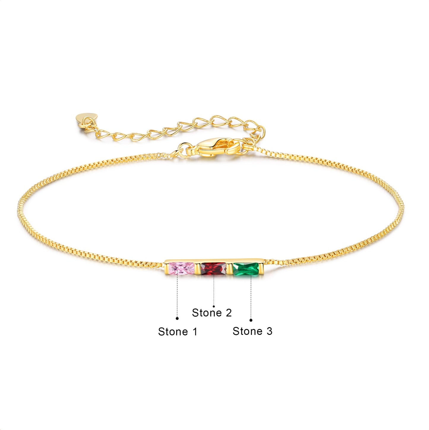 Gold Baguette Birthstone Bracelet