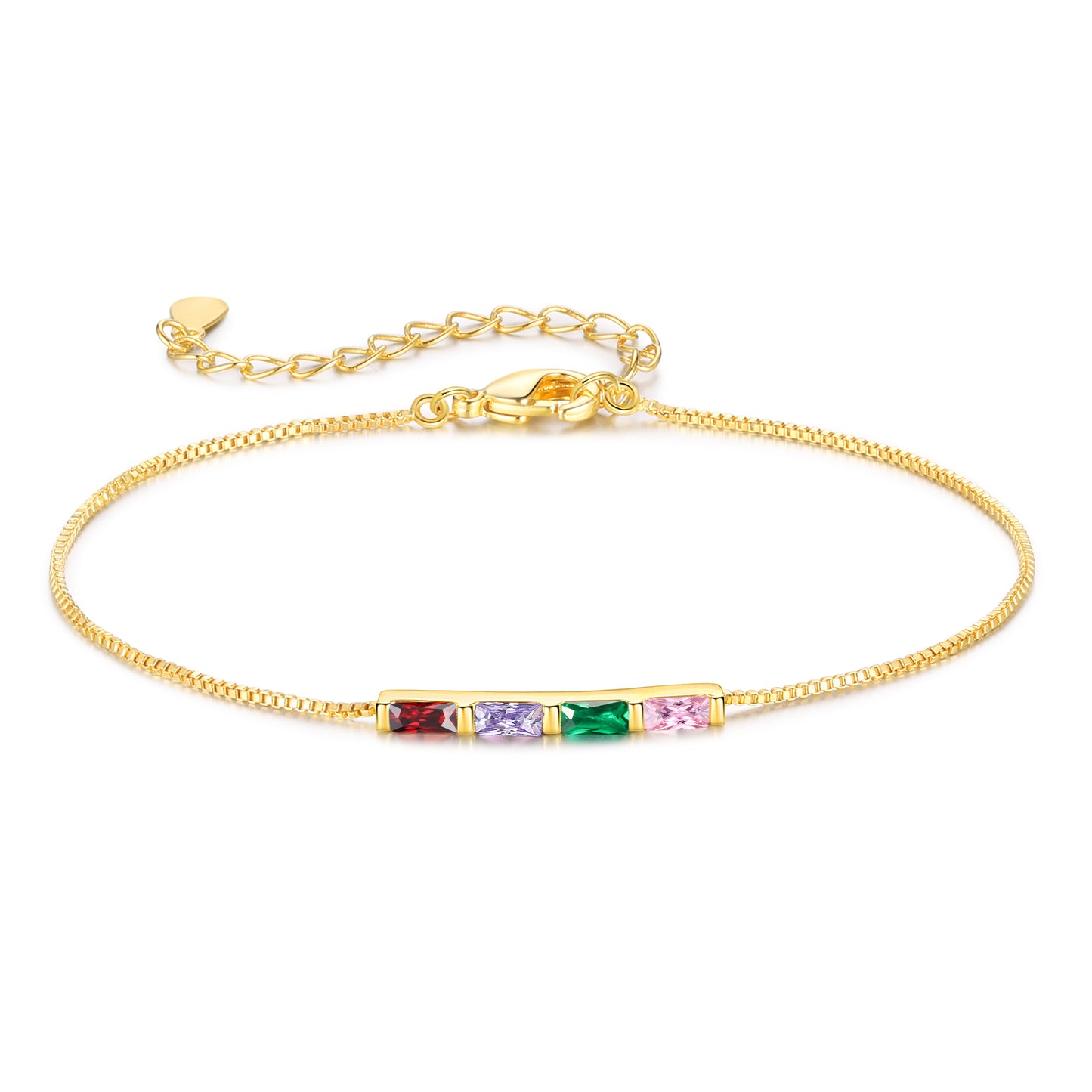 Gold Baguette Birthstone Bracelet