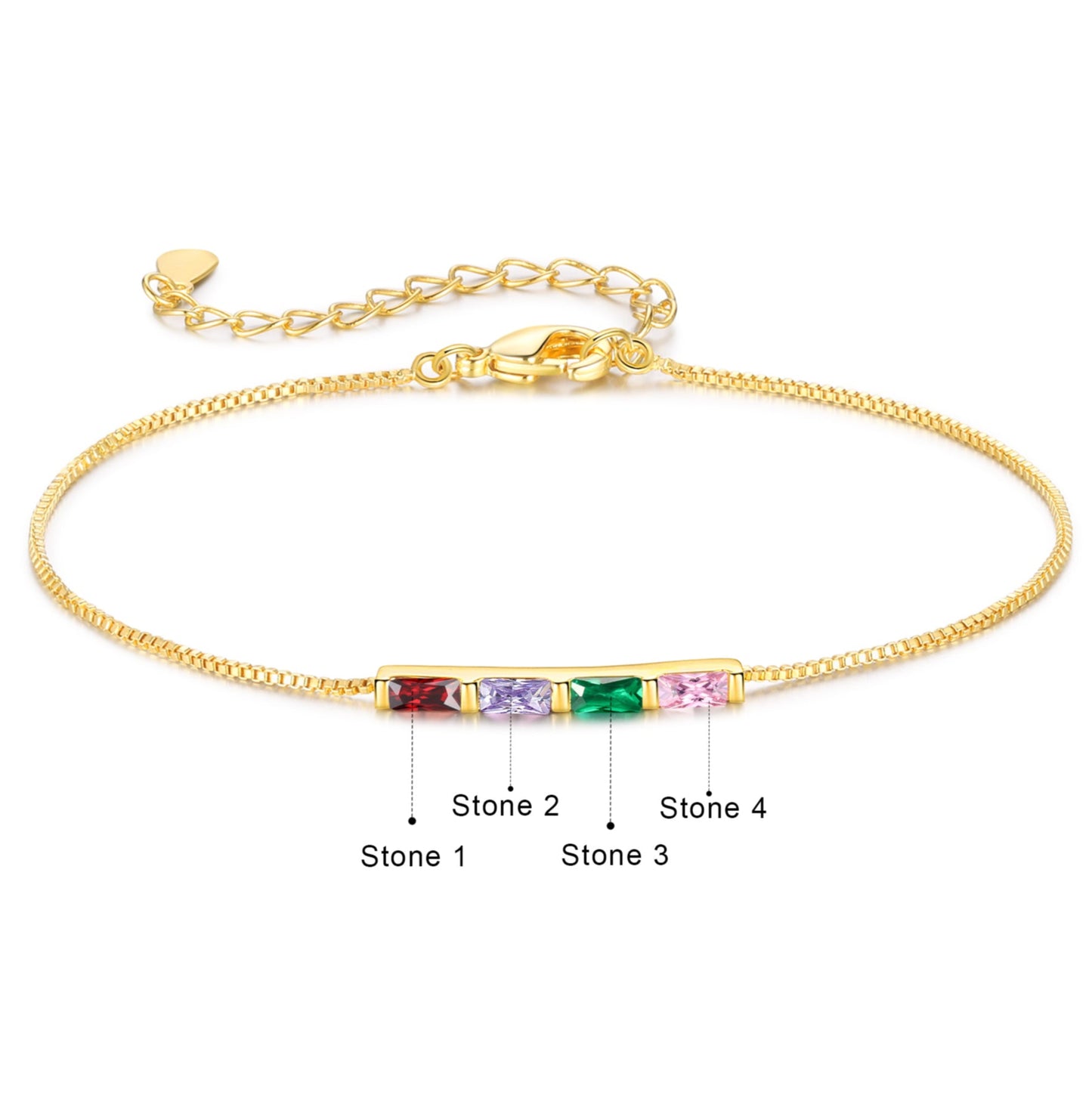 Gold Baguette Birthstone Bracelet