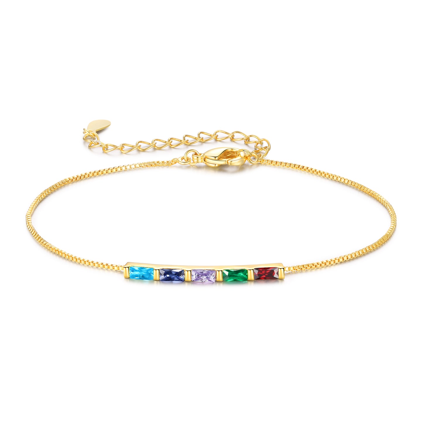 Gold Baguette Birthstone Bracelet