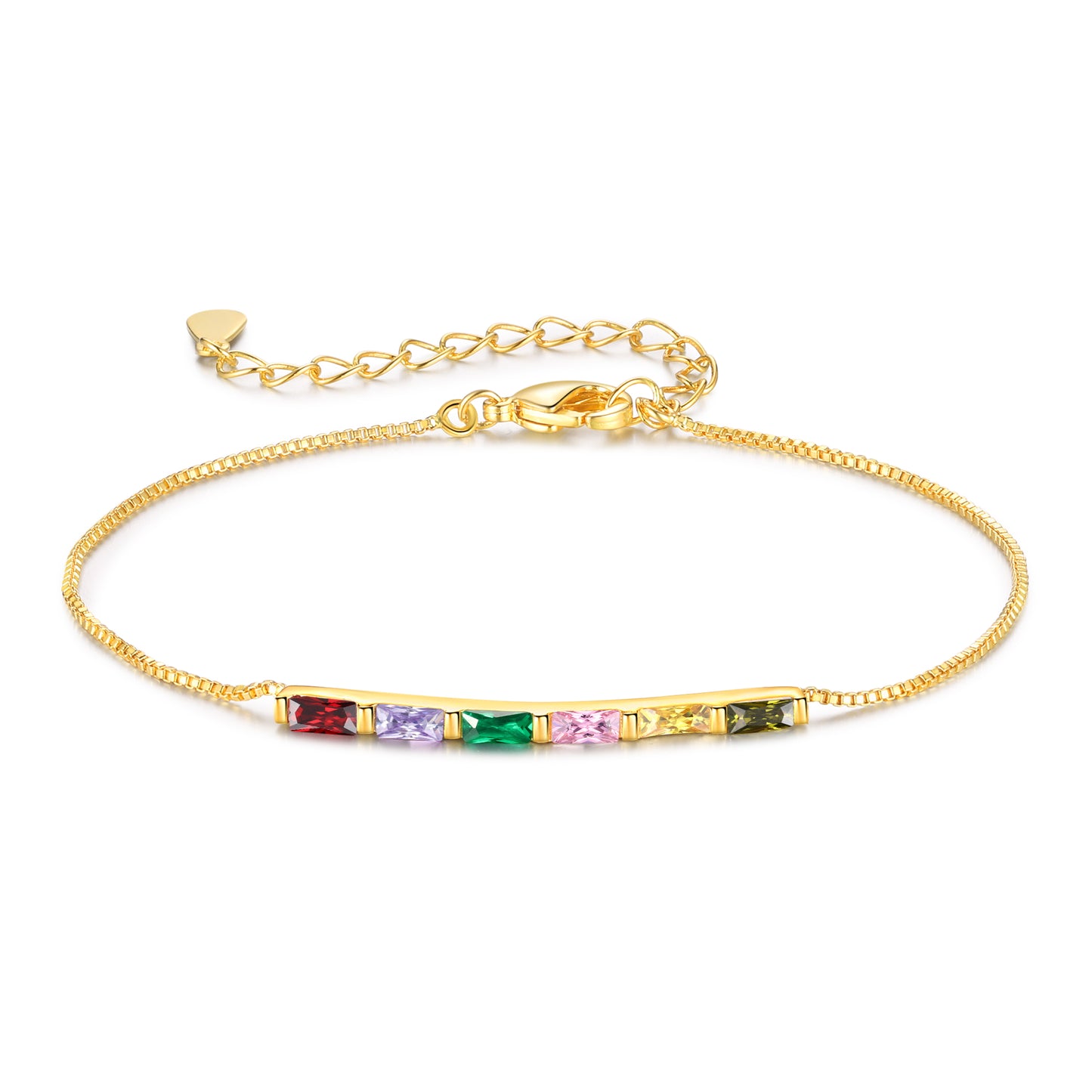 Gold Baguette Birthstone Bracelet