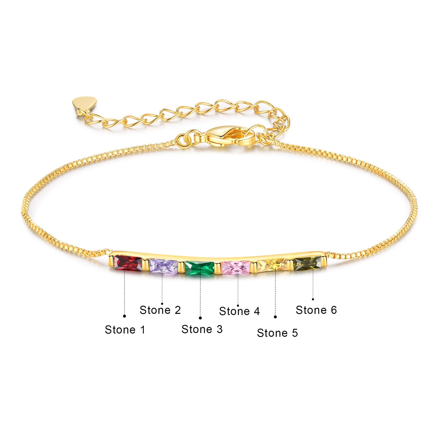 Gold Baguette Birthstone Bracelet