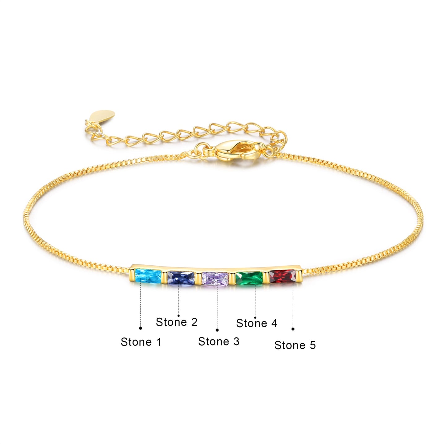 Gold Baguette Birthstone Bracelet