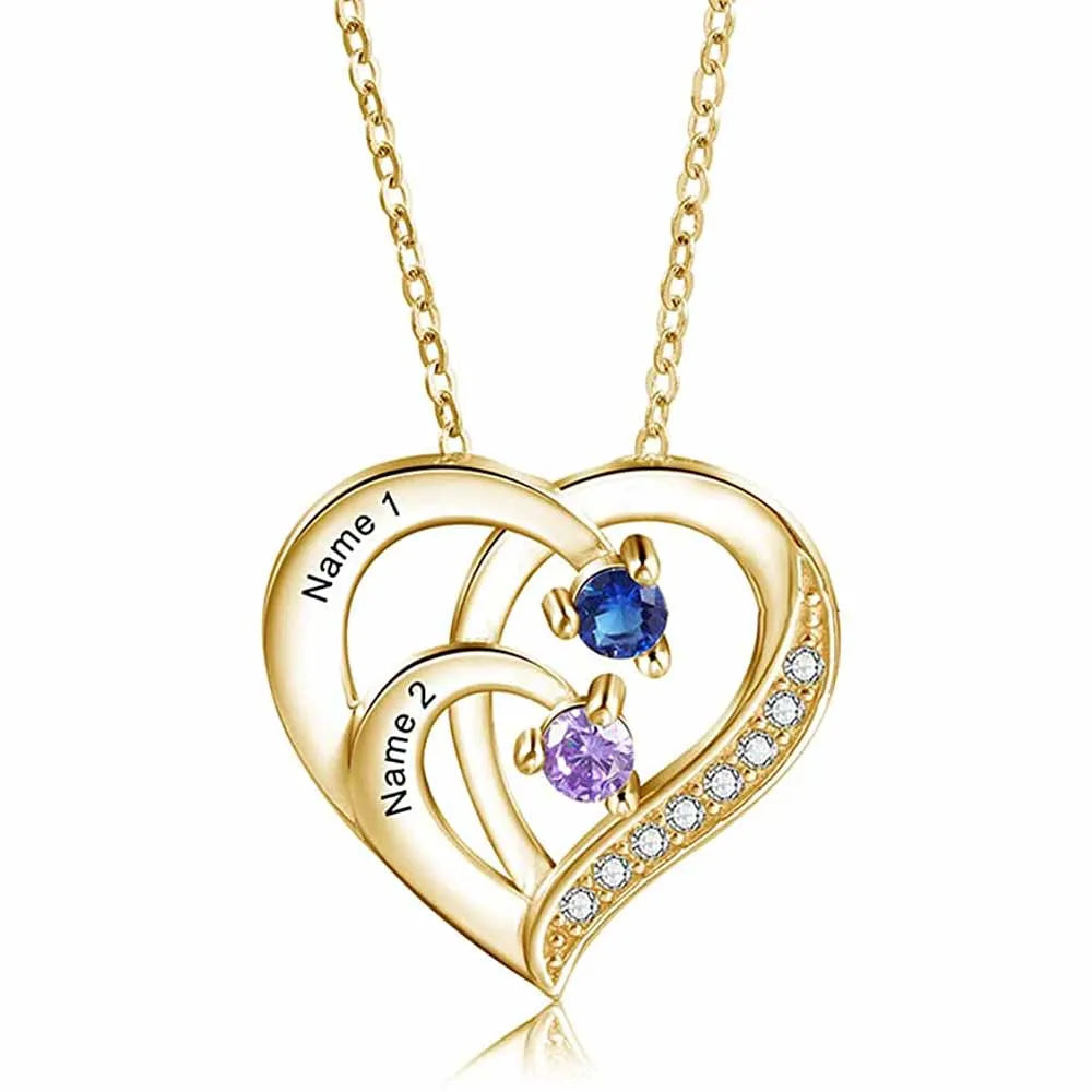 Intertwined Heart Birthstone Necklace