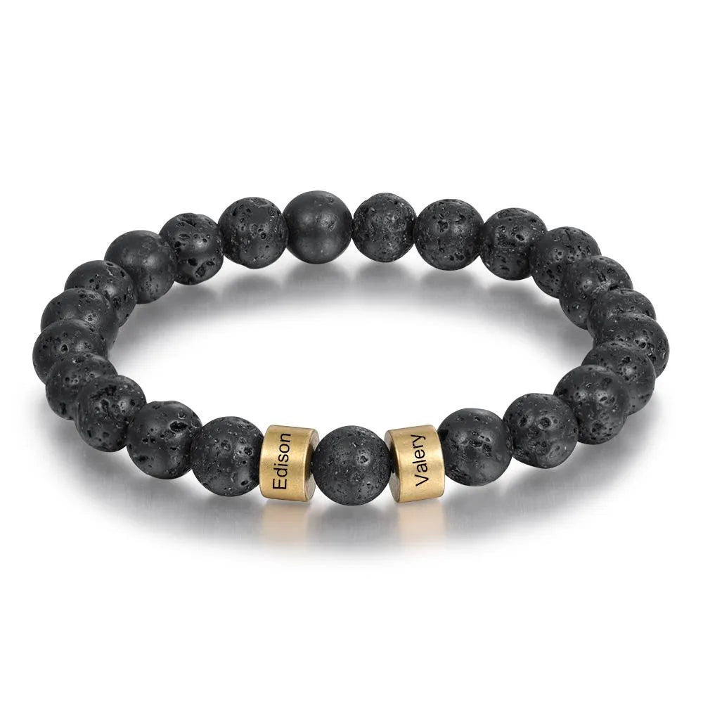 Engraved Onyx Stone Bracelet - Gold