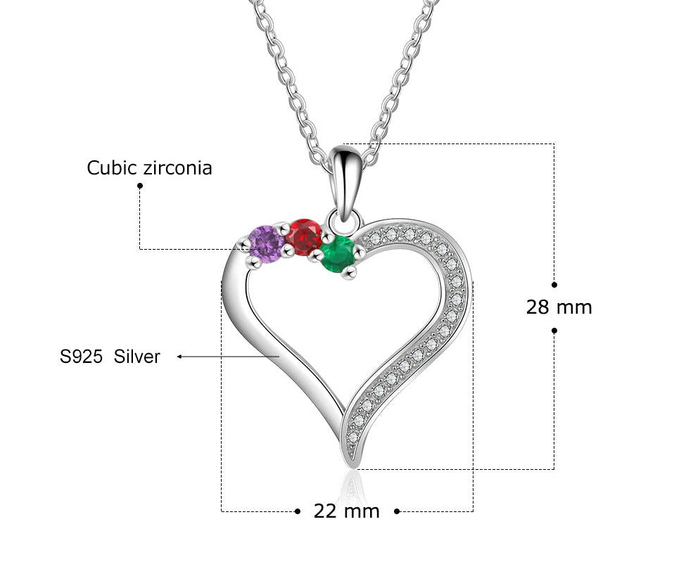 Trio Birthstone Heart Necklace