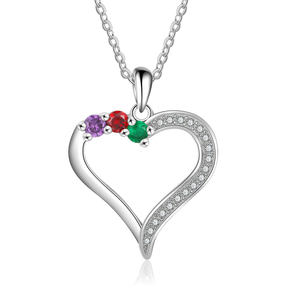 Trio Birthstone Heart Necklace
