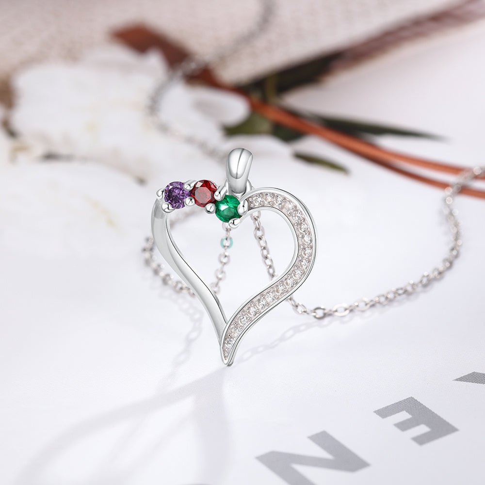 Trio Birthstone Heart Necklace