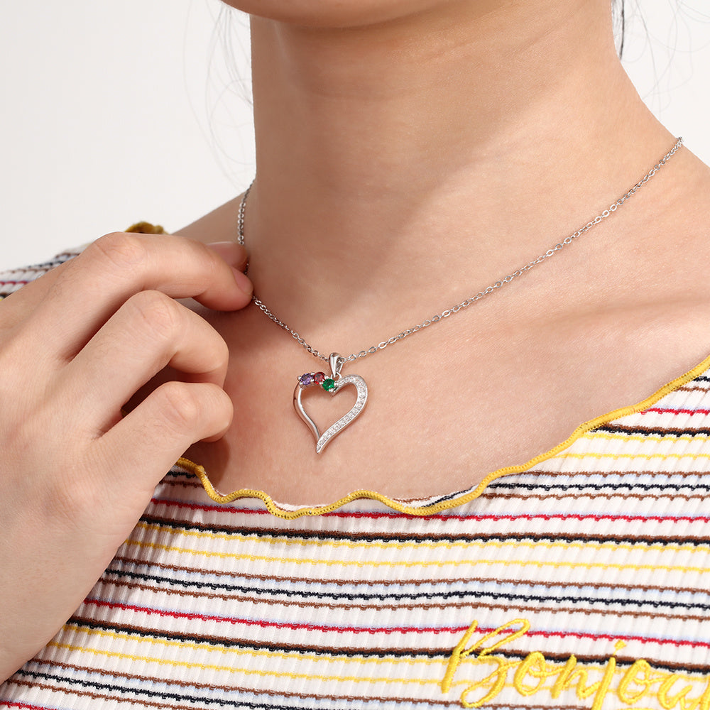 Trio Birthstone Heart Necklace