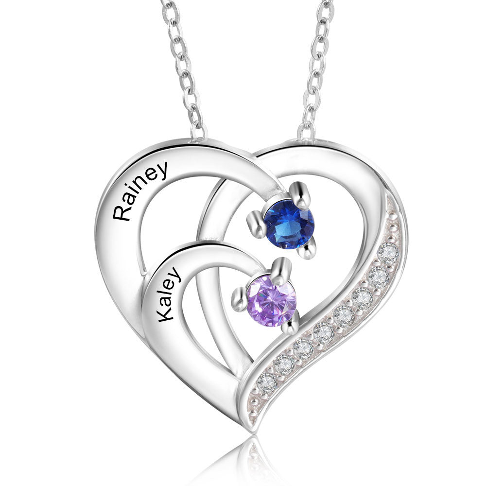 Intertwined Heart Birthstone Necklace