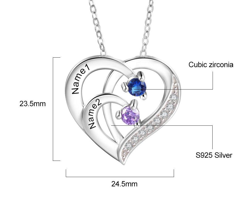 Intertwined Heart Birthstone Necklace