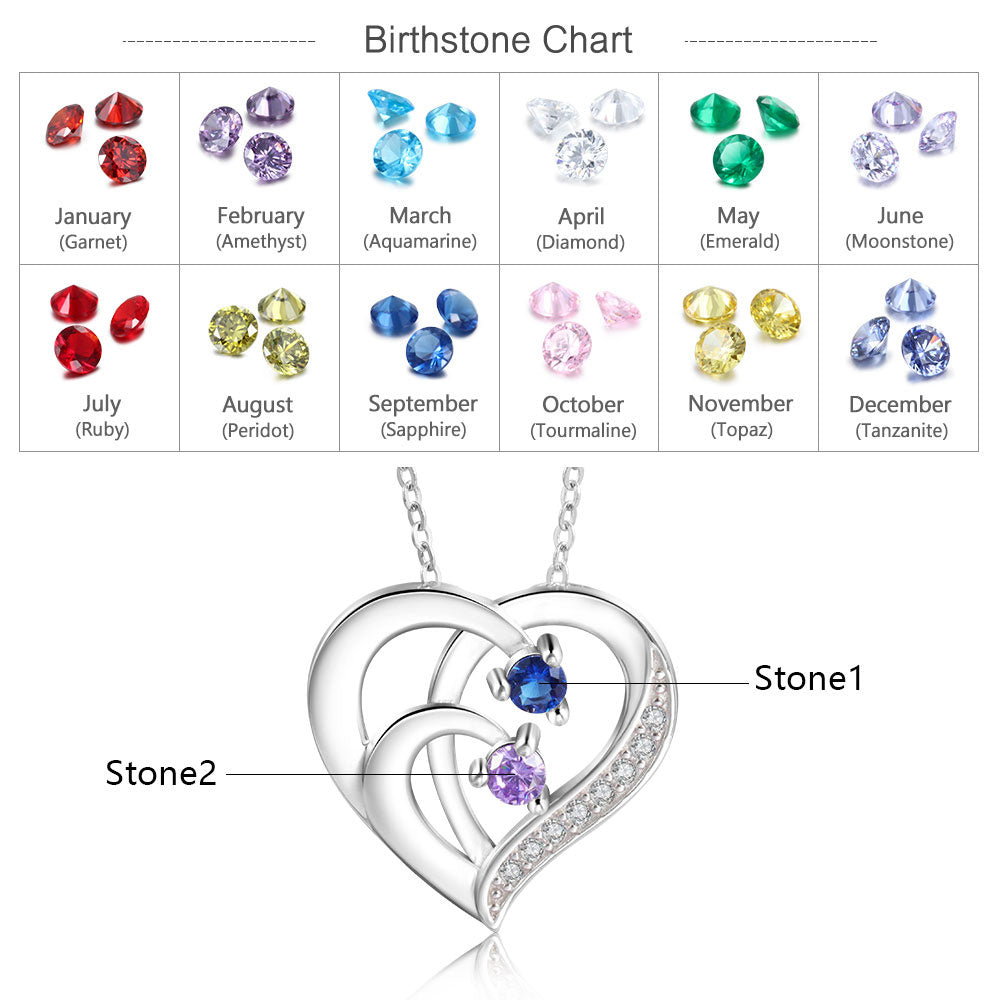 Intertwined Heart Birthstone Necklace