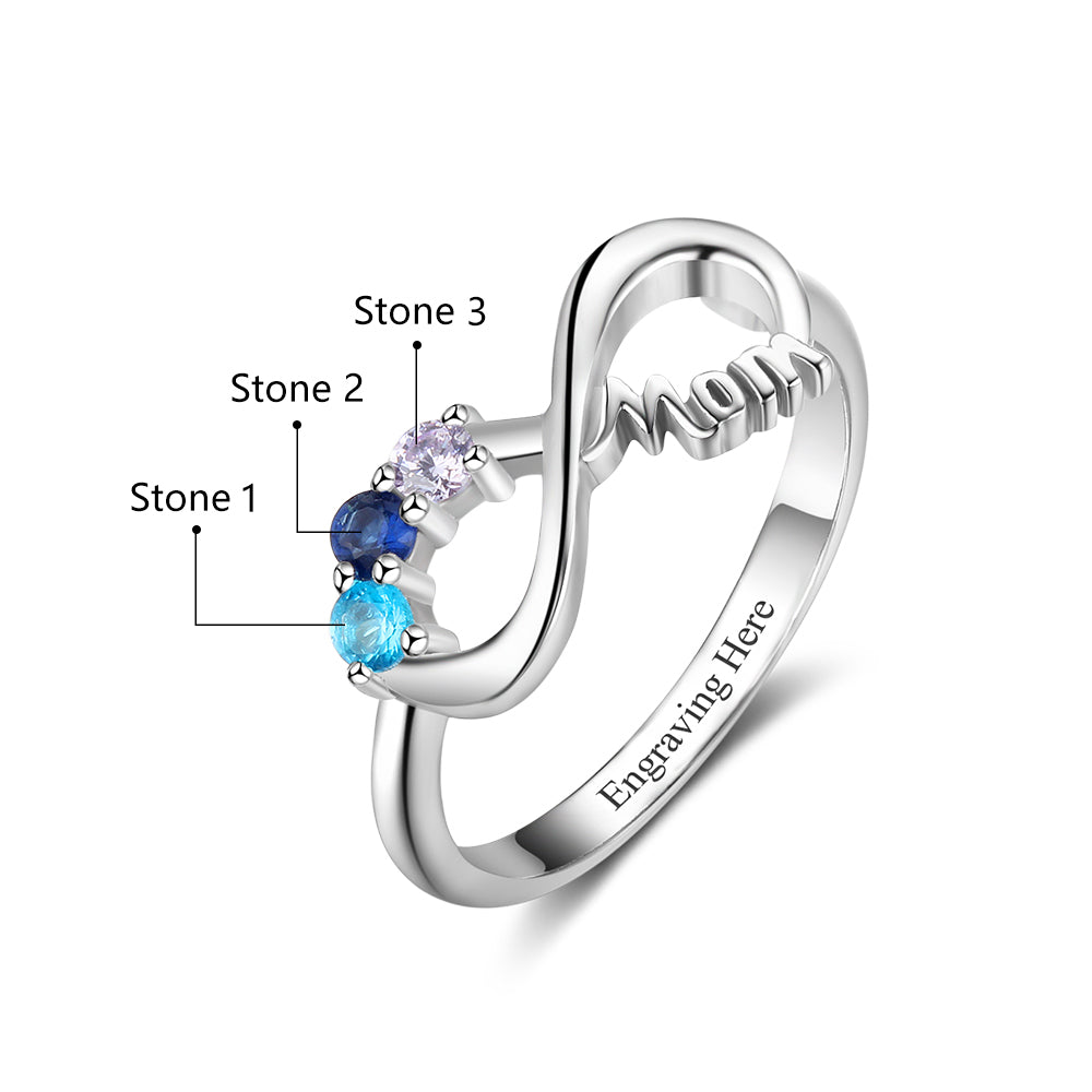 MOM 3 Birthstone Rings