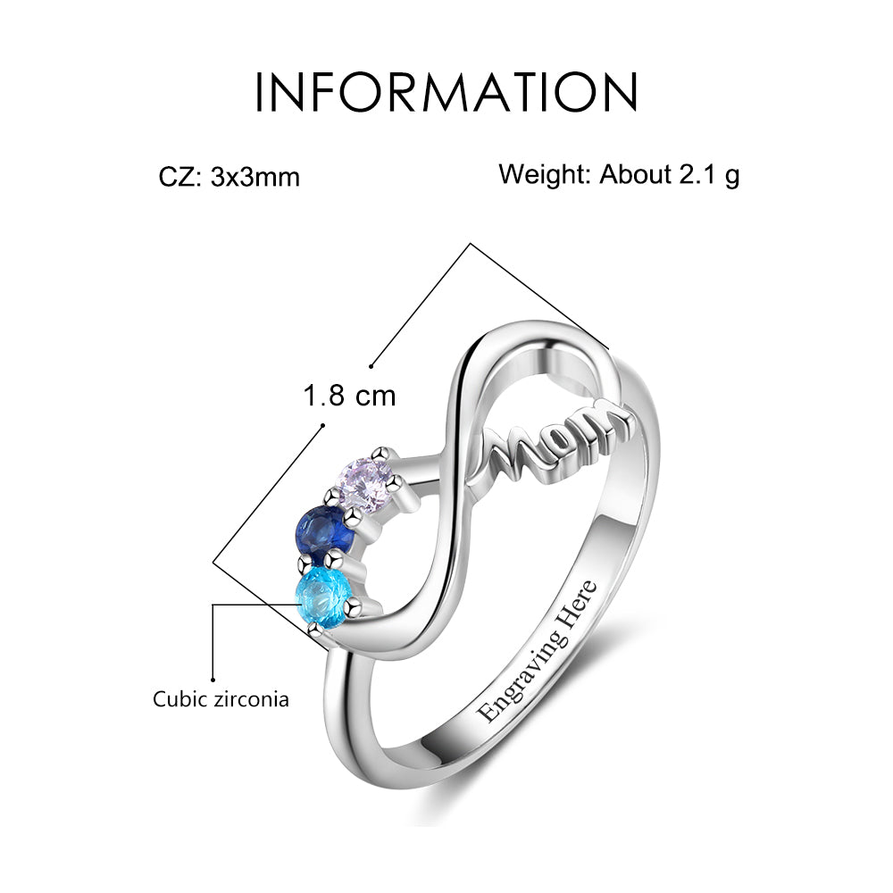 MOM 3 Birthstone Rings