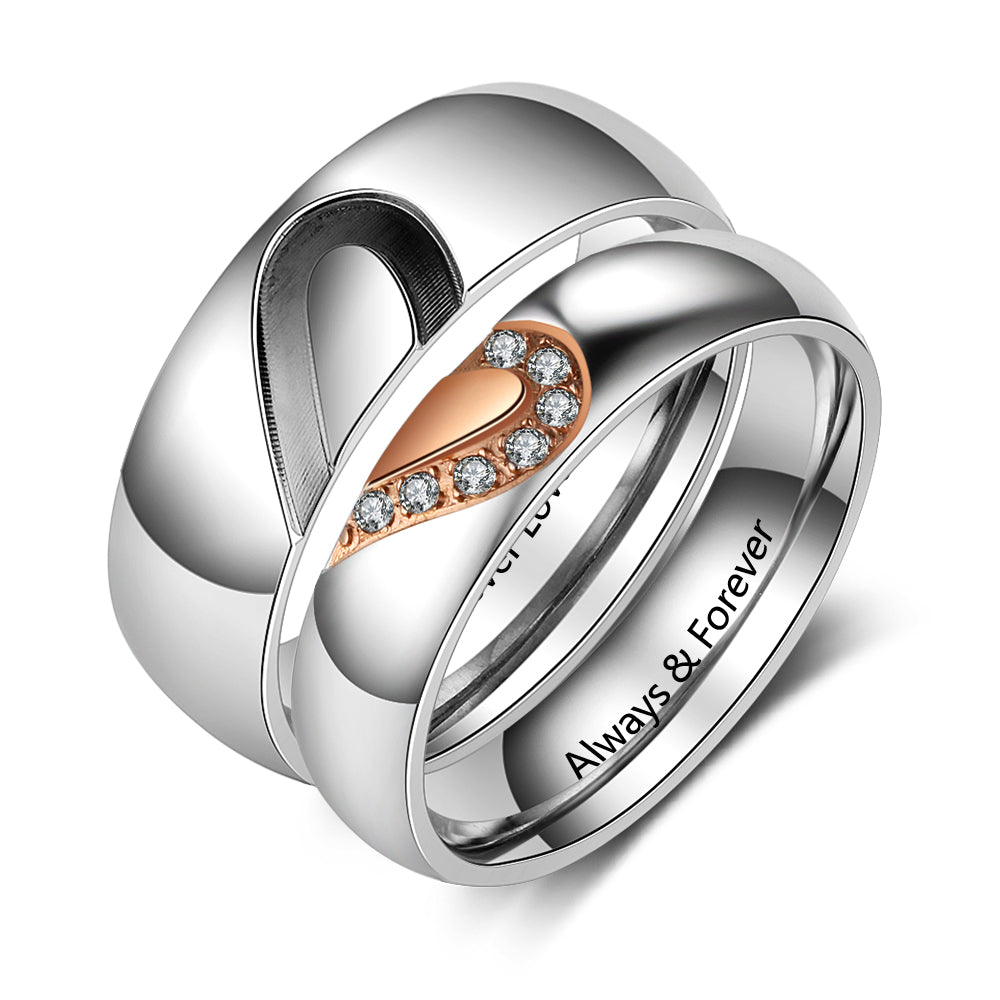 Half Heart Couple Ring
