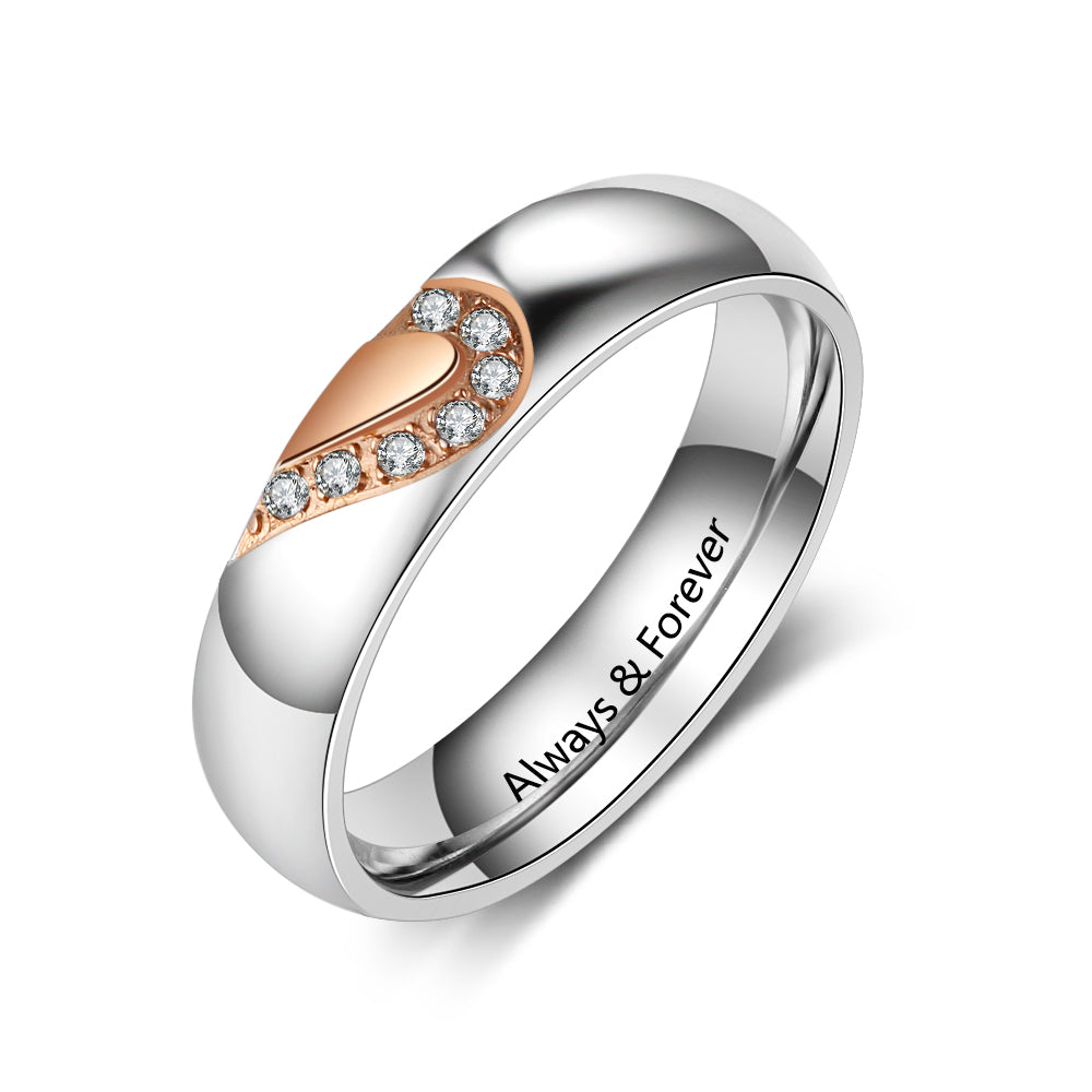 Half Heart Couple Ring