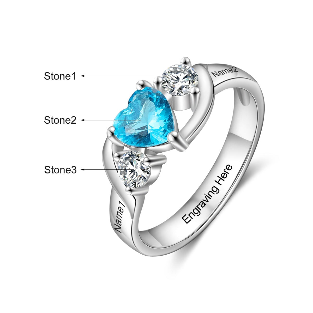 Cherished Heart Birthstone Ring