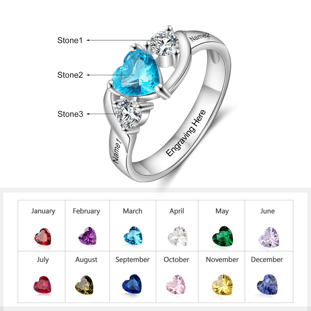 Cherished Heart Birthstone Ring