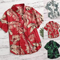 Tropical Leaf Print Red Shirt